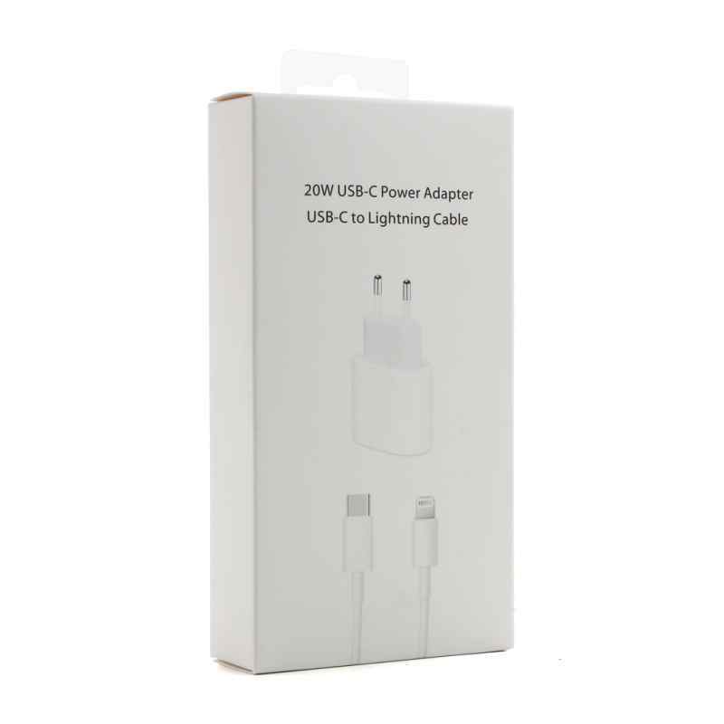 Kucni punjac PD Fast charger 20W 3A za iPhone 11/12 sa PD lightning kablom HQ CE beli