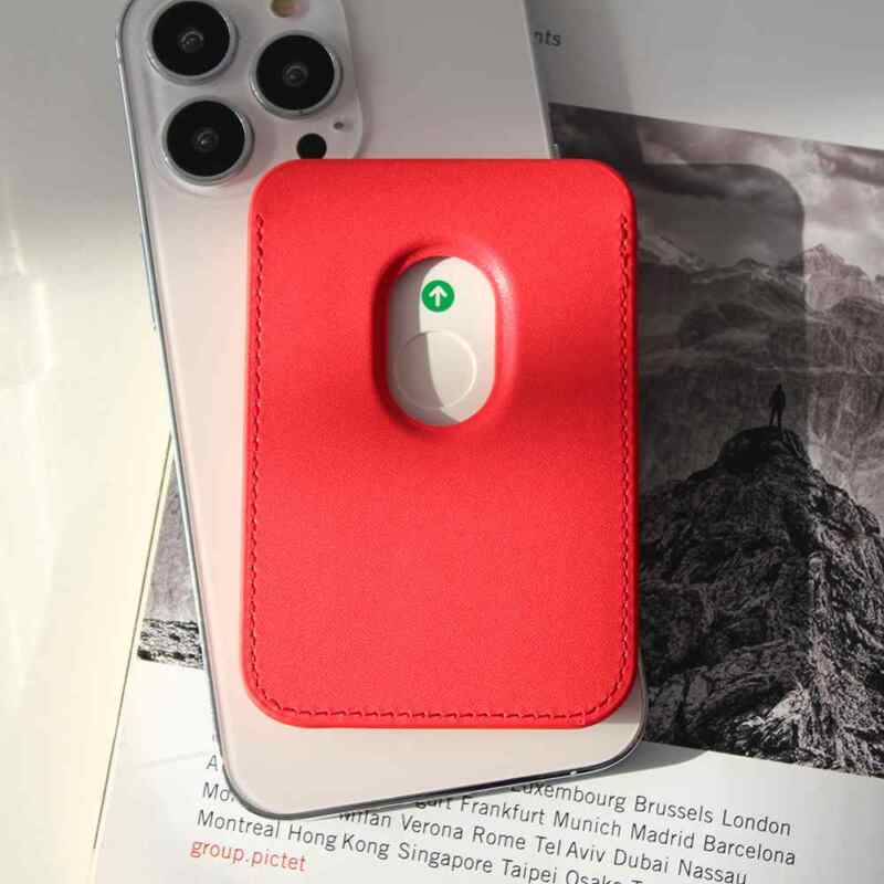 Maska Kožna Magsafe Pocket za iPhone 12 crvena