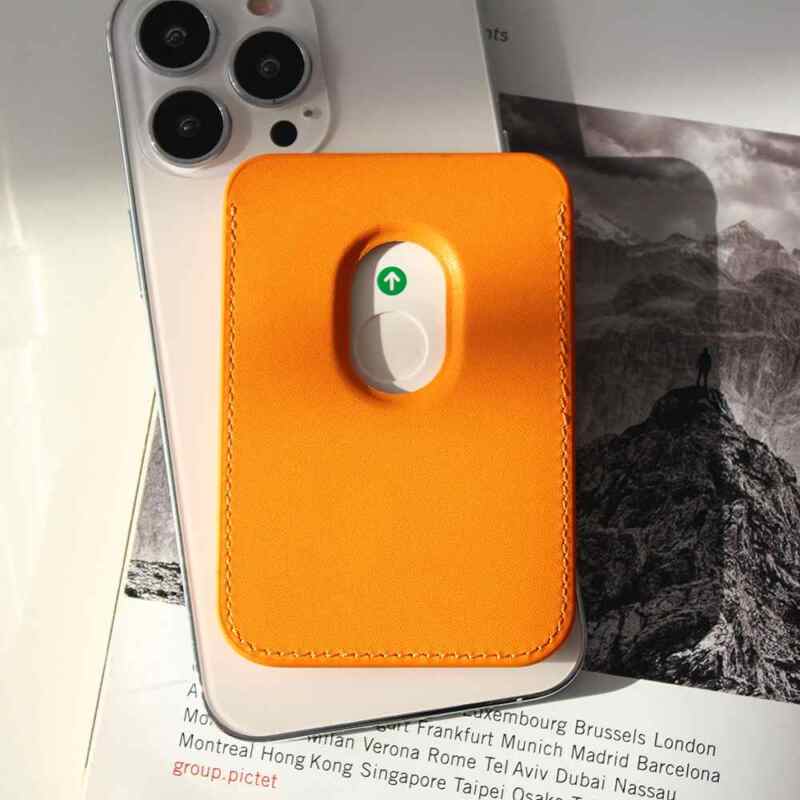 Maska Kožna Magsafe Pocket za iPhone 12 narandzasta