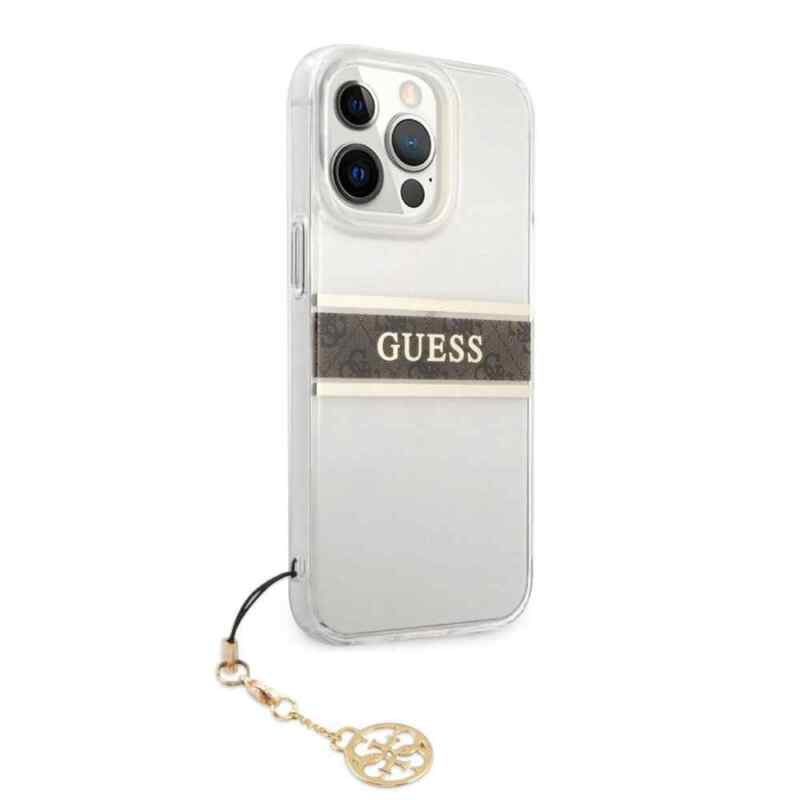 Maska Guess 4G Stripe Charm za iPhone 13 Pro braon GUHCP13LKB4GBR