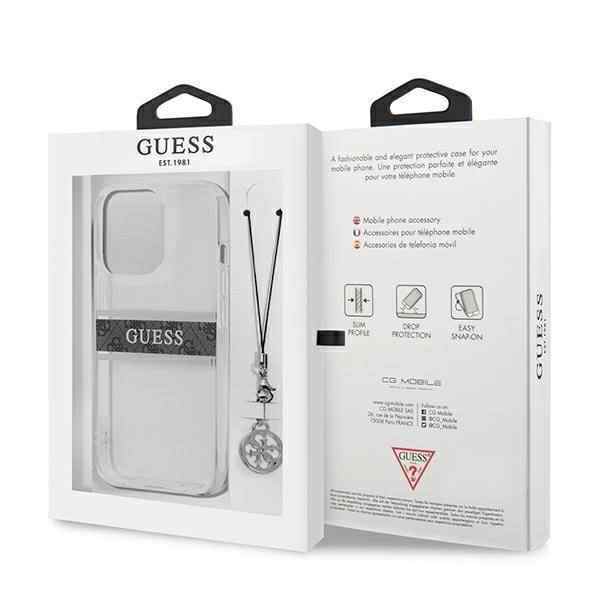 Maska Guess 4G Stripe Charm za iPhone 13 Pro siva GUHCP13LKB4GGR