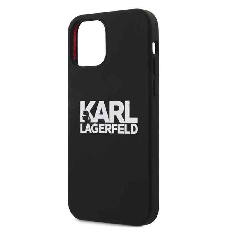 Maska Karl Lagerfeld Hc Silikone Stack Logo za iPhone 12 Pro Max crna KLHCP12LSLKLRBK